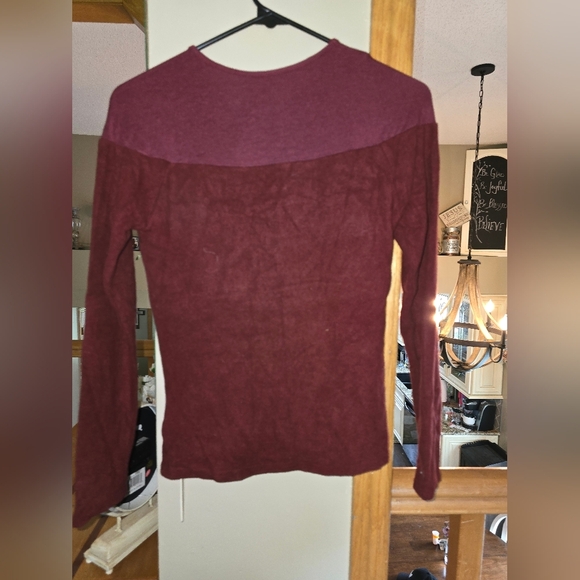 OGL Light ThermalTencel Wool Sheer Shoulder Brami Top - Ruby & Off White - Picture 3 of 10